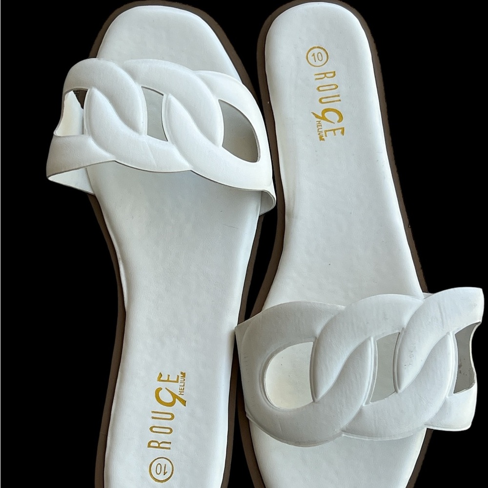 Rouge Size 10 Flat White Sandal - Picture 5 of 6